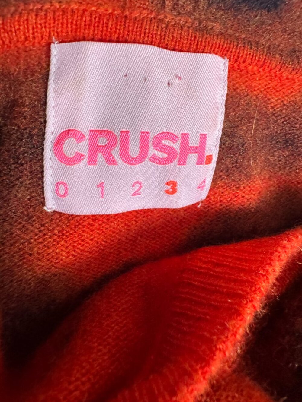 CRUSH. Cashmere Tie-Dye Print Knit Hoodie - Orange & Charcoal - Picture 5 of 7